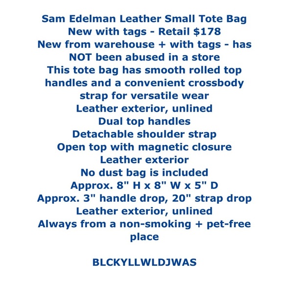 $178 Sam Edelman Small Leather Tote Pink Dual Staps or Shoulder or Cross Body - Picture 2 of 11